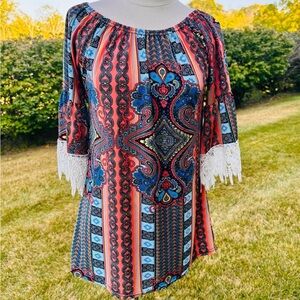 WinWin Boho Blouse with Lace Sleeves